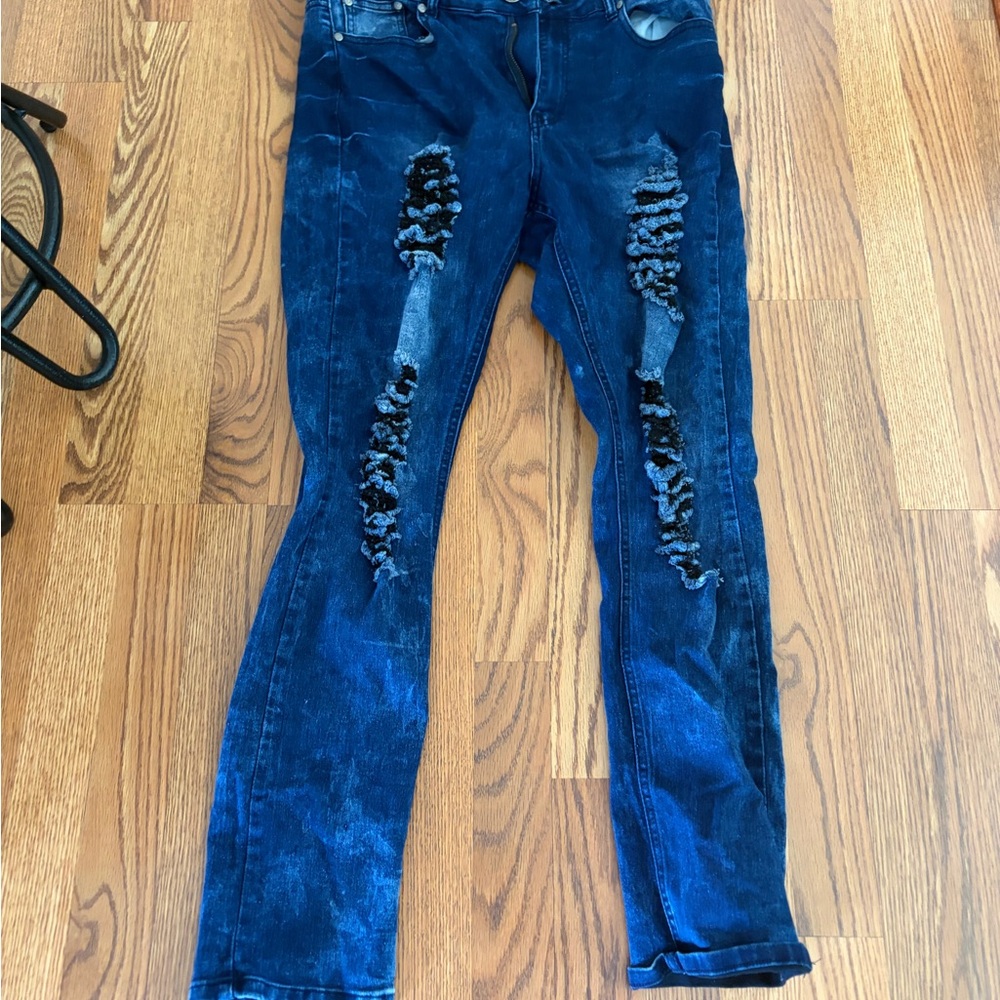 BAMBOO Women's Straight Leg Blue Jeans size 14 great preowned condition